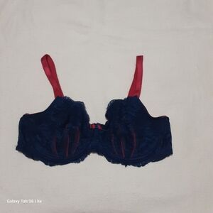 Adore Me Lace Bra in Deep Blue and Vibrant Red Size 40D.